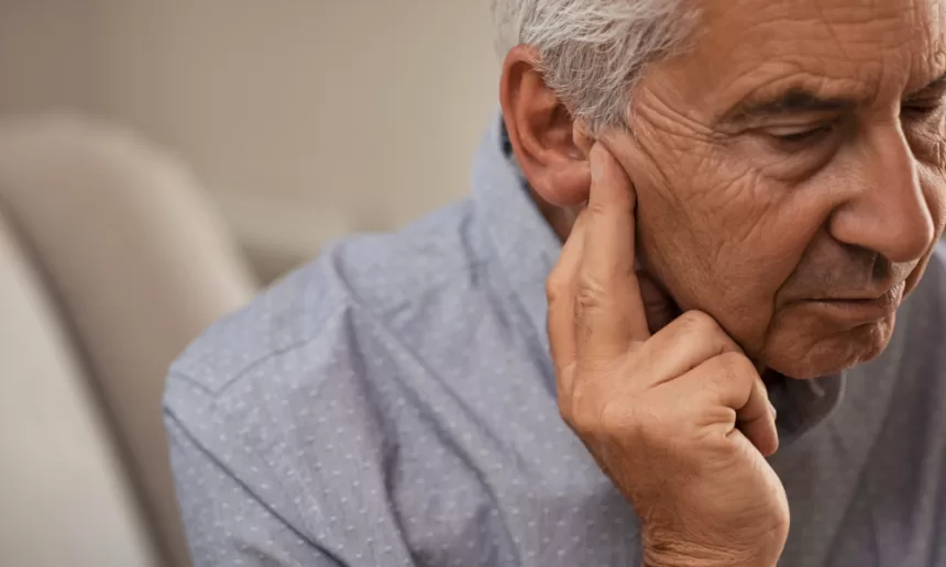 An older man examines his ear, reflecting on the process of ear reconstruction and its impact on his life.