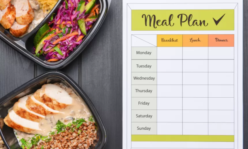 A visually appealing flexitarian meal plan template featuring sections for meals, ingredients, and weekly scheduling.