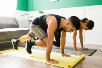High-Intensity Interval Training (HIIT) workout session showing a person performing intense exercises for improved fitness.