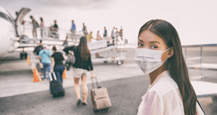 Medical tourism concept with a patient traveling for healthcare services, featuring hospitals and landmarks from different countries.